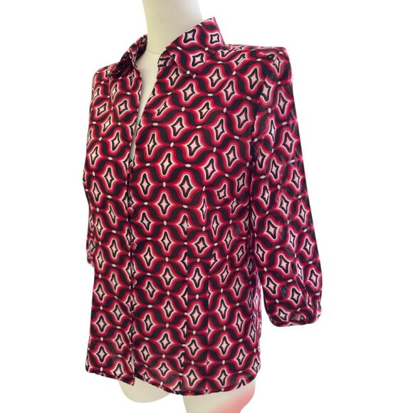 Ann Taylor Multicolored Collared 3/4-Sleeve Lightweight Button Up Shirt Women 6 - Picture 2 of 9